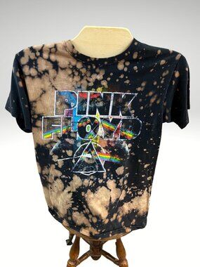 Pink Floyd Dark Side of the Moon Bleach Dye Rock Band Tee Men's Medium (SKU:39M)